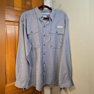 Magellan Angler Fit Mag Wick Checked Fishing Shirt Blue And White Sz XL